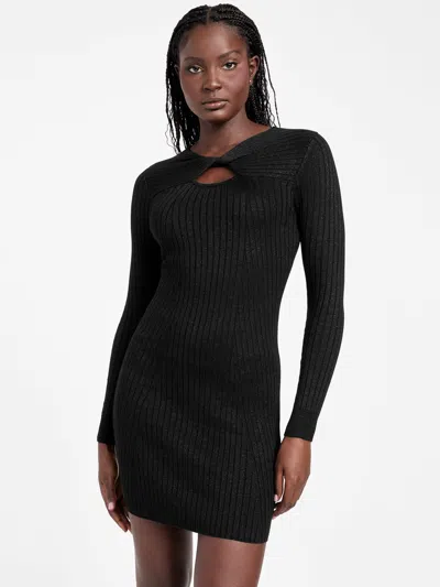 Guess Factory Angelica Shimmer Sweater Dress In Black