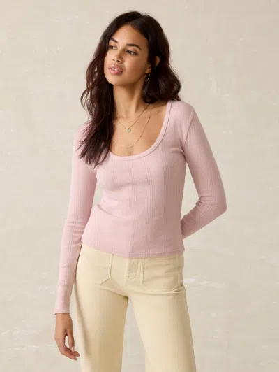 Faherty Pacific Pointelle Scoop Neck Top In Blush
