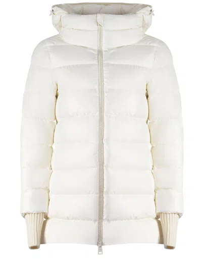 Herno White Down Jacket With Drawstring Hood In Tech Fabric Woman In White