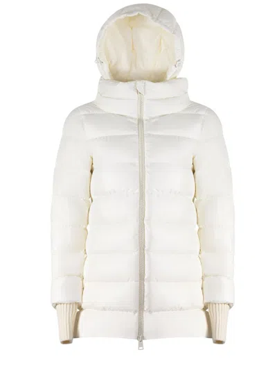 Herno White Down Jacket With Drawstring Hood In Tech Fabric Woman In White