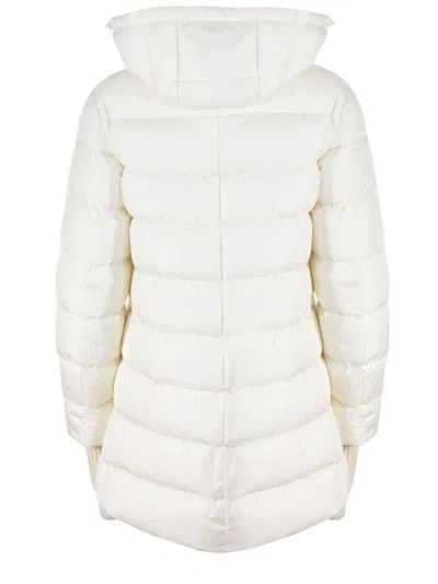 Herno White Down Jacket With Drawstring Hood In Tech Fabric Woman In White