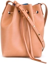 Mansur Gavriel Mini Tanned Leather Bucket Bag, Camel/fuchsia In Neutrals