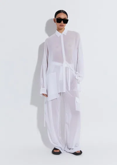 Lapointe Georgette Oversized Shirt In White