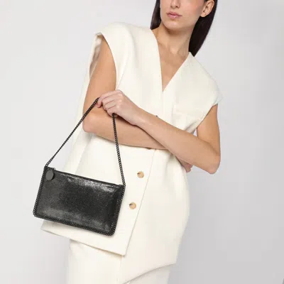 Stella Mccartney Metallic Ruthenium-coloured Wallet Bag With Chain In Black