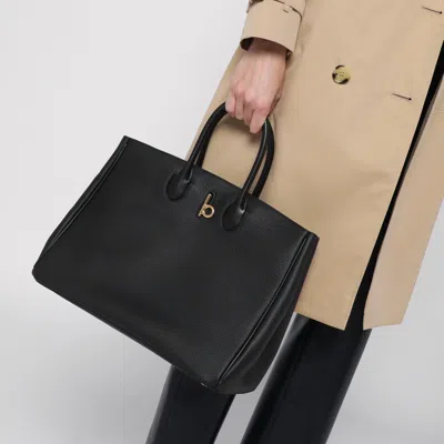 Burberry Medium Rocking Horse Suede Tote Bag In Black