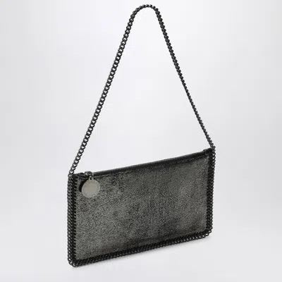 Stella Mccartney Metallic Ruthenium-coloured Wallet Bag With Chain In Black