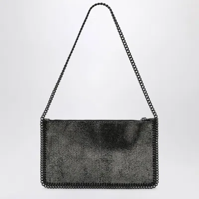 Stella Mccartney Metallic Ruthenium-coloured Wallet Bag With Chain In Black