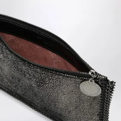 Stella Mccartney Metallic Ruthenium-coloured Wallet Bag With Chain In Black