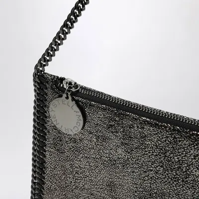 Stella Mccartney Metallic Ruthenium-coloured Wallet Bag With Chain In Black