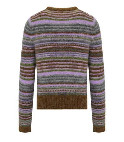 Ganni Soft Striped Cardigan With Fluffy
