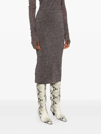 Philosophy Di Lorenzo Serafini Stretch Tulle Printed Pencil Skirt In Gray