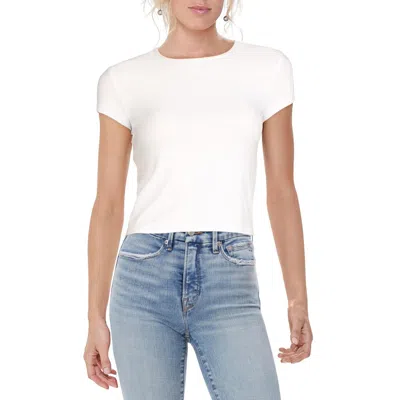 Planet Gold Juniors Womens Crewneck Short Sleeve T-shirt In White