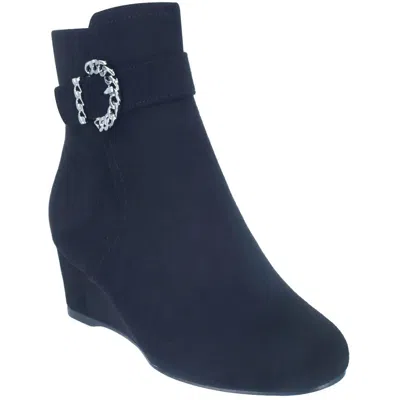 Impo Gandan Womens Microsuede Buckle Ankle Boots In Blue