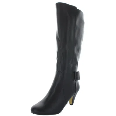 Bella Vita Troy Ii Plus Womens Wide Calf Faux Leather Knee-high Boots In Black