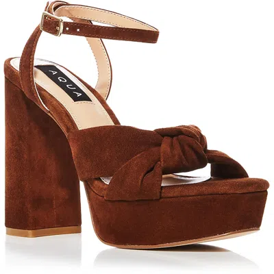 Aqua Lory Womens Platform Ankle Strap Block Heels In Green