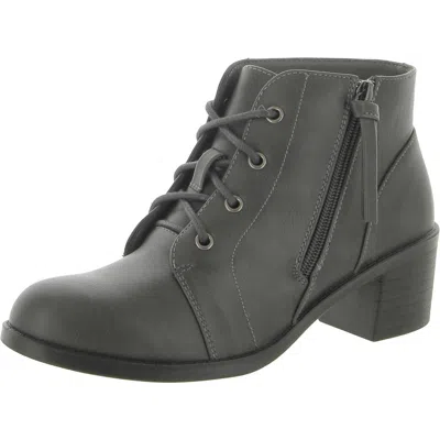 Easy Street Becker Womens Faux Leather Block Heel Ankle Boots In Grey