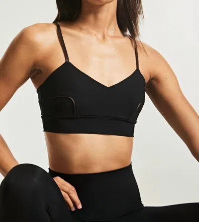 Lanston Teak Contrast Strap Bra In Black In Black