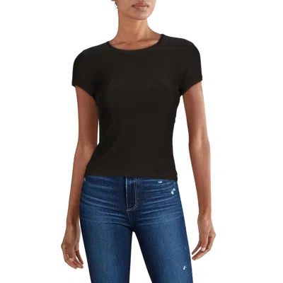 Planet Gold Juniors Womens Crewneck Short Sleeve T-shirt In Black