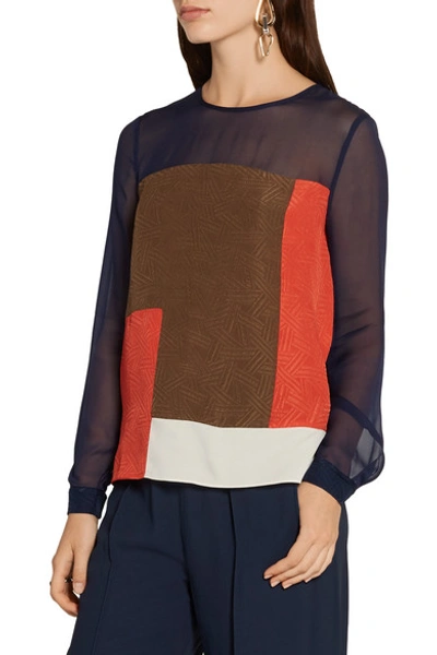Shop Diane Von Furstenberg Raegan Color-block Silk Top