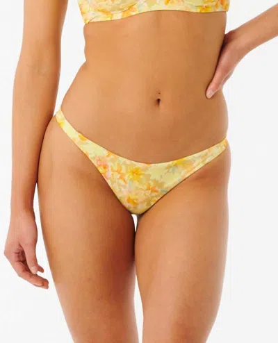 Rip Curl Summer Rain Cheeky Bikini Bottom In Yellow In Yellow
