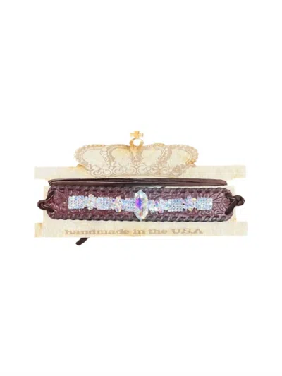 Art By Amy Labbe Women's Diamond Crystal Leather Choker Or Belt In Brown In Brown
