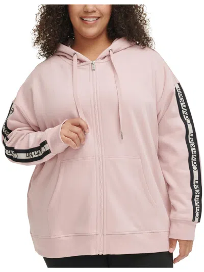Calvin Klein Performance Plus Size Logo-stripe Hoodie In Multi