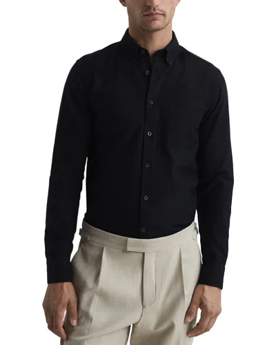 Reiss Black Slim-fit Button-down Collar Cotton Oxford Shirt In Black
