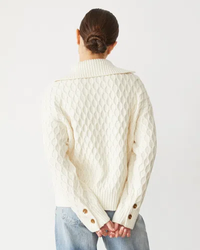 Monrow Cable Knit Polo Sweater In Ivory