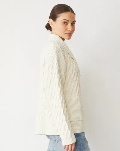 Monrow Cable Knit Zip Cardigan In Ivory