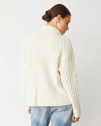Monrow Cable Knit Zip Cardigan In Ivory