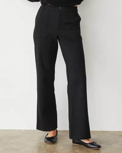 Monrow Cotton Knit Patch Pocket Pant In Black