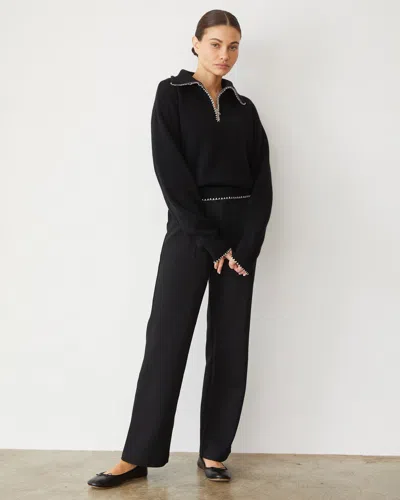 Monrow Cotton Knit Patch Pocket Pant In Black