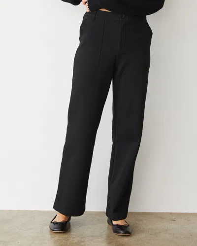 Monrow Cotton Knit Patch Pocket Pant In Black