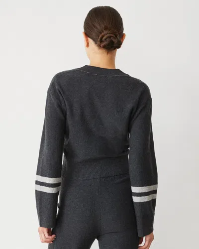 Monrow Plush Stripe Sweater In Faded Black