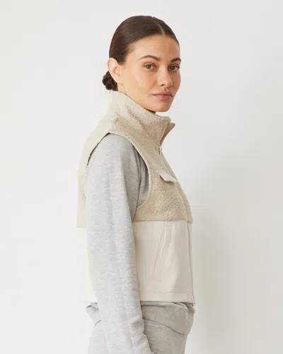 Monrow Sherpa Zip Up Vest In Bone In Bone