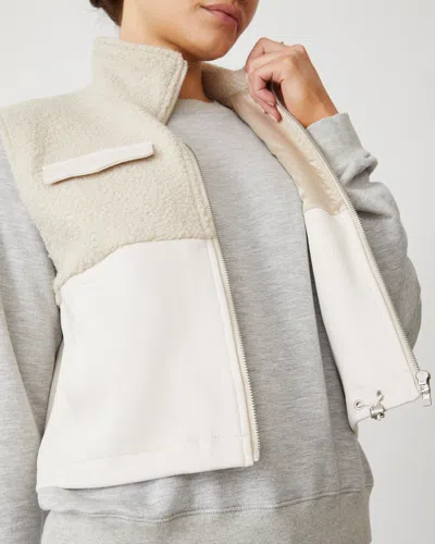 Monrow Sherpa Zip Up Vest In Bone In Bone