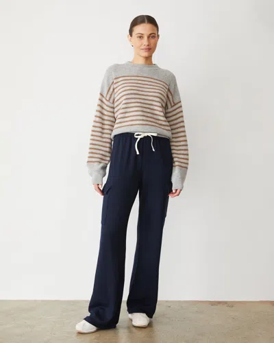 Monrow Softfleece Straight Leg Cargo Sweatpant In Dark Navy In Dark Navy