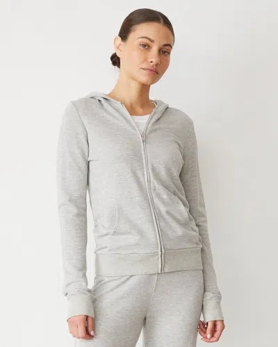 Monrow Softfleece Zip Up Hoody In Heather Grey