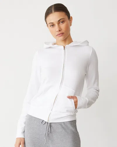 Monrow Softfleece Zip Up Hoody In White