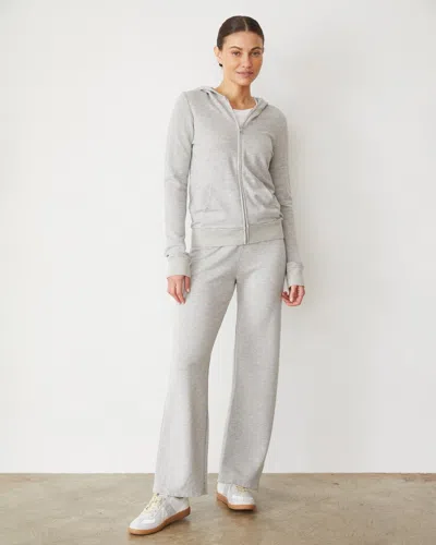 Monrow Softfleece Zip Up Hoody In Heather Grey