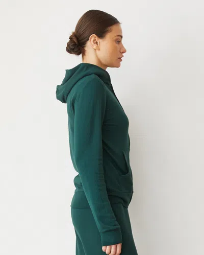 Monrow Softfleece Zip Up Hoody In Evergreen