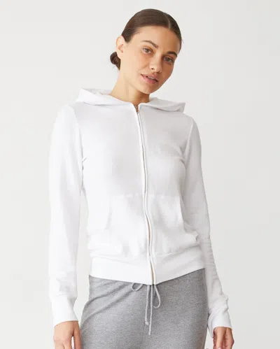 Monrow Softfleece Zip Up Hoody In White