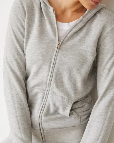 Monrow Softfleece Zip Up Hoody In Heather Grey