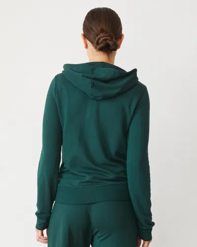 Monrow Softfleece Zip Up Hoody In Evergreen