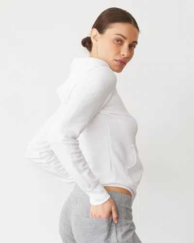 Monrow Softfleece Zip Up Hoody In White
