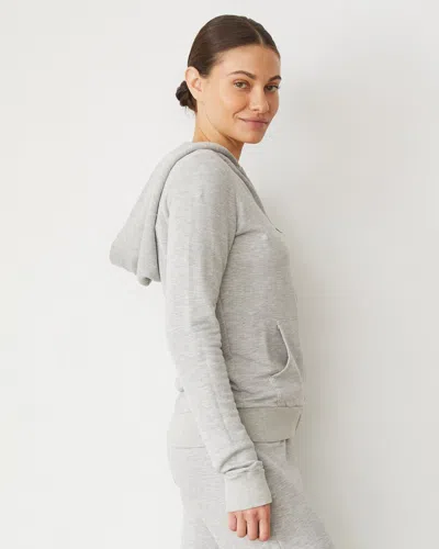 Monrow Softfleece Zip Up Hoody In Heather Grey