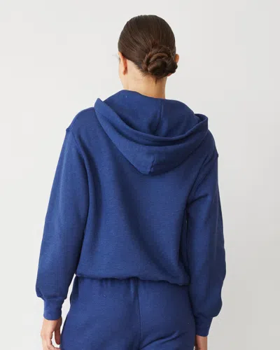 Monrow Teddy Fleece Relaxed Zip Up Hoody In True Navy