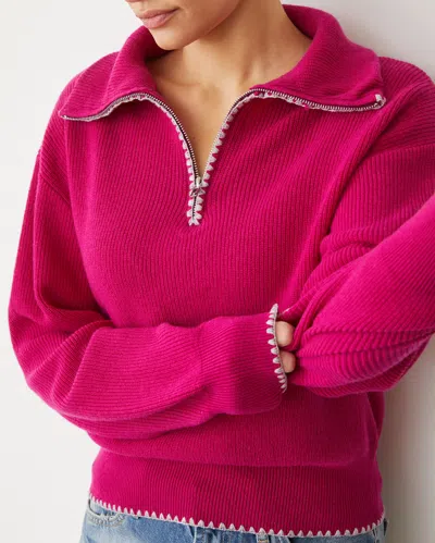 Monrow Wool Cashmere Half Zip Sweater In Fuchsia
