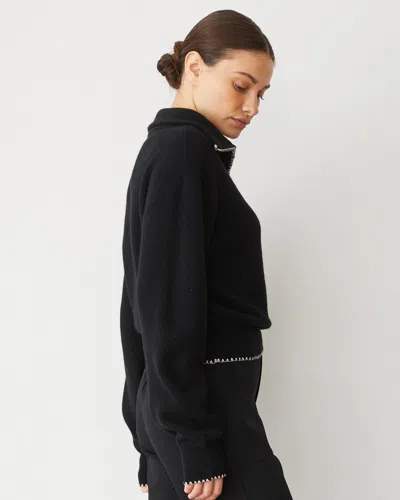 Monrow Wool Cashmere Half Zip Sweater In Black
