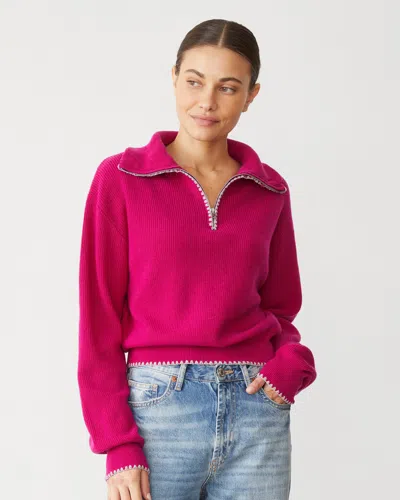 Monrow Wool Cashmere Half Zip Sweater In Fuchsia